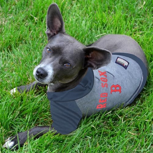 MLB Hoodie Shirt for Dogs & Cats - Boston Red Sox Dog Hooded T-Shirt, Medium. - MLB Team Color Hoody Vest for Baseball Fans