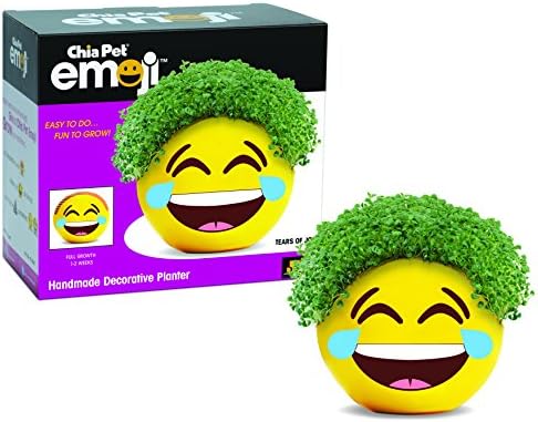 Chia Pet Tears of Joy Emoji Terracotta Planter with Seed Pack