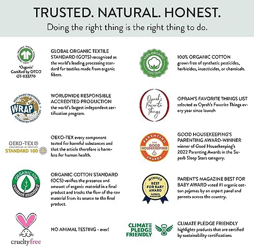 HonestBaby Family Matching Holiday Pajamas 100% Organic Cotton for Men, Women, Kids, Toddlers, Baby Boys, Girls, Unisex, Pets