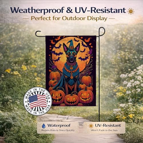 Caroline's Treasures DAC1477GF Belgian Malinois Witchy Halloween Garden Flag Mailbox Flag Decorative Yard Flag Banner Outside Patio Artwork Yard Flower Beds, Garden Size, Multicolor