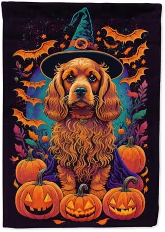 Caroline's Treasures DAC1498GF Cocker Spaniel Witchy Halloween Garden Flag Mailbox Flag Decorative Yard Flag Banner Outside Patio Artwork Yard Flower Beds, Garden Size, Multicolor