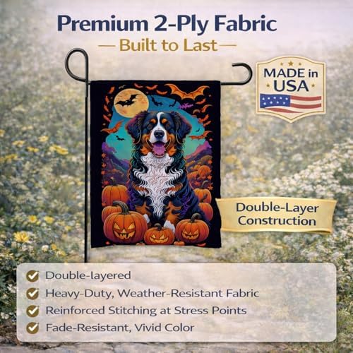 Caroline's Treasures DAC1480GF Bernese Mountain Dog Witchy Halloween Garden Flag Mailbox Flag Decorative Yard Flag Banner Outside Patio Artwork Yard Flower Beds, Garden Size, Multicolor