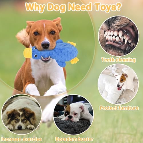 LECHONG No Stuffing Dog Toys for Aggressive Chewers, Squeaky Dog Toys for Large Medium and Small Dogs, Puppy Dog Chew Toys to Keep Them Busy Pack of 5