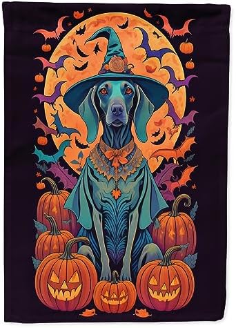 Caroline's Treasures DAC1540GF Weimaraner Witchy Halloween Garden Flag Mailbox Flag Decorative Yard Flag Banner Outside Patio Artwork Yard Flower Beds, Garden Size, Multicolor