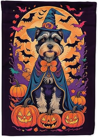 Caroline's Treasures DAC1531CHF Schnauzer Witchy Halloween House Flag Large Porch Sleeve Pole Decorative Outside Yard Banner Artwork Wall Hanging, Polyester, House Size, Multicolor
