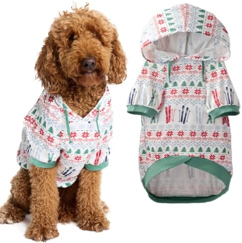 Pet Passion Rocky – The Orginal Lightweight Hooded Tee 100% Organic Cotton Dog Hoodie Pet Coat Sweater for Small, Medium, Large Dogs, Fair Isle Ski, Small