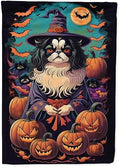 Caroline's Treasures DAC1514GF Japanese Chin Witchy Halloween Garden Flag Mailbox Flag Decorative Yard Flag Banner Outside Patio Artwork Yard Flower Beds, Garden Size, Multicolor