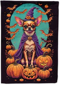 Caroline's Treasures DAC1496CHF Chihuahua Witchy Halloween House Flag Large Porch Sleeve Pole Decorative Outside Yard Banner Artwork Wall Hanging, Polyester, House Size, Multicolor