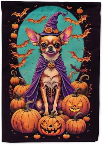 Caroline's Treasures DAC1496CHF Chihuahua Witchy Halloween House Flag Large Porch Sleeve Pole Decorative Outside Yard Banner Artwork Wall Hanging, Polyester, House Size, Multicolor
