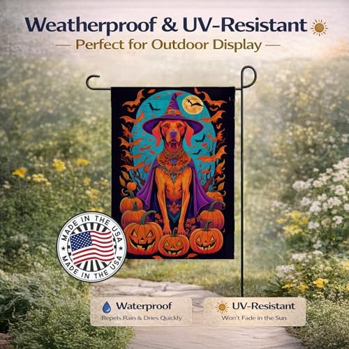 Caroline's Treasures DAC1539GF Vizsla Witchy Halloween Garden Flag Mailbox Flag Decorative Yard Flag Banner Outside Patio Artwork Yard Flower Beds, Garden Size, Multicolor