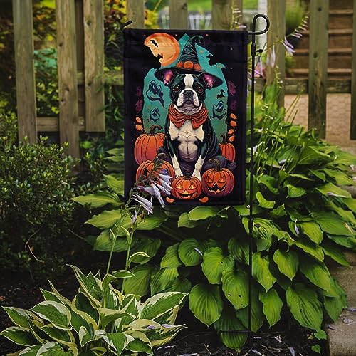 Caroline's Treasures DAC1485GF Boston Terrier Witchy Halloween Garden Flag Mailbox Flag Decorative Yard Flag Banner Outside Patio Artwork Yard Flower Beds, Garden Size, Multicolor