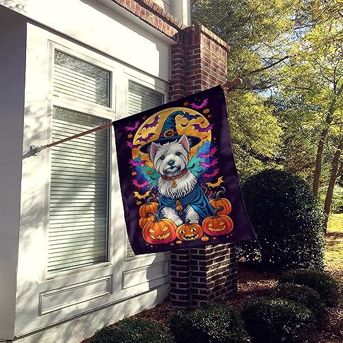 Caroline's Treasures DAC1542CHF Westie Witchy Halloween House Flag Large Porch Sleeve Pole Decorative Outside Yard Banner Artwork Wall Hanging, Polyester, House Size, Multicolor