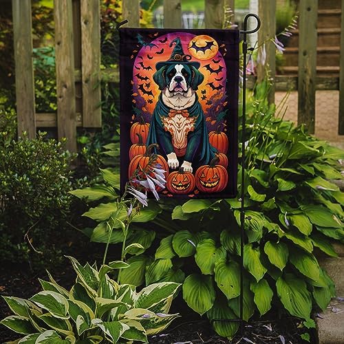 Caroline's Treasures DAC1530GF Saint Bernard Witchy Halloween Garden Flag Mailbox Flag Decorative Yard Flag Banner Outside Patio Artwork Yard Flower Beds, Garden Size, Multicolor