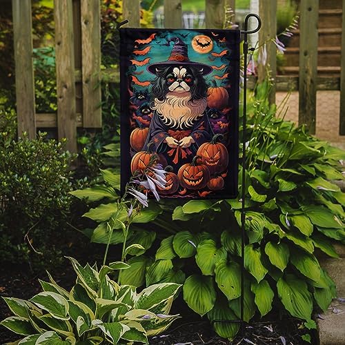 Caroline's Treasures DAC1514GF Japanese Chin Witchy Halloween Garden Flag Mailbox Flag Decorative Yard Flag Banner Outside Patio Artwork Yard Flower Beds, Garden Size, Multicolor