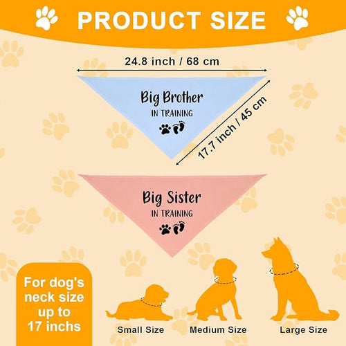 2 Pack Dog Bandana Pregnancy Announcement, Big Brother Sister in Training - Image 2