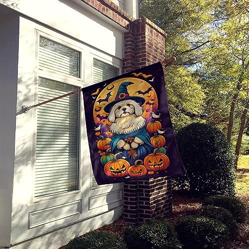 Caroline's Treasures DAC1500CHF Coton De Tulear Witchy Halloween House Flag Large Porch Sleeve Pole Decorative Outside Yard Banner Artwork Wall Hanging, Polyester, House Size, Multicolor