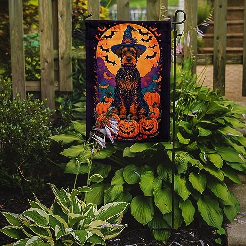 Caroline's Treasures DAC1467GF Airedale Terrier Witchy Halloween Garden Flag Mailbox Flag Decorative Yard Flag Banner Outside Patio Artwork Yard Flower Beds, Garden Size, Multicolor