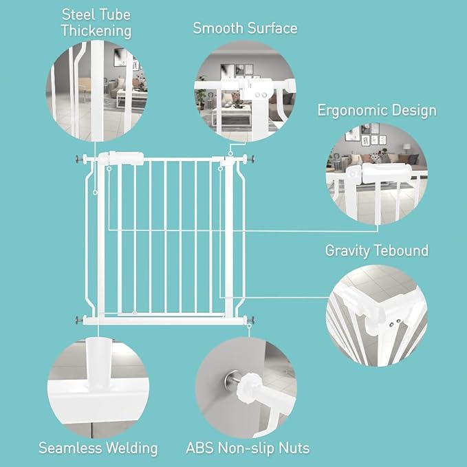 WAOWAO Baby Gate 66.93-71.61" Extra Wide Pressure Mounted Walk Through Swing - Image 2