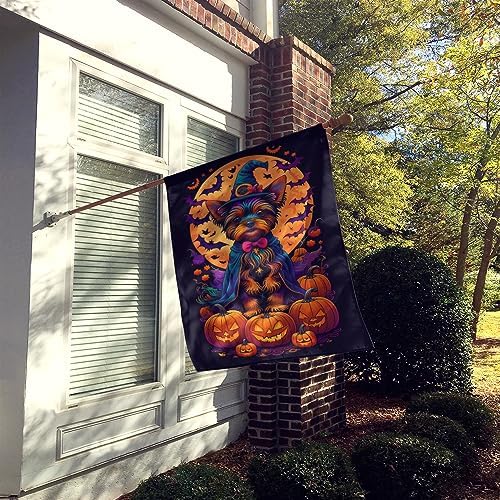 Caroline's Treasures DAC1543CHF Yorkie Witchy Halloween House Flag Large Porch Sleeve Pole Decorative Outside Yard Banner Artwork Wall Hanging, Polyester, House Size, Multicolor