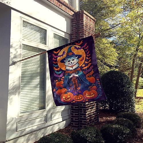Caroline's Treasures DAC1469CHF American Eskimo Witchy Halloween House Flag Large Porch Sleeve Pole Decorative Outside Yard Banner Artwork Wall Hanging, Polyester, House Size, Multicolor