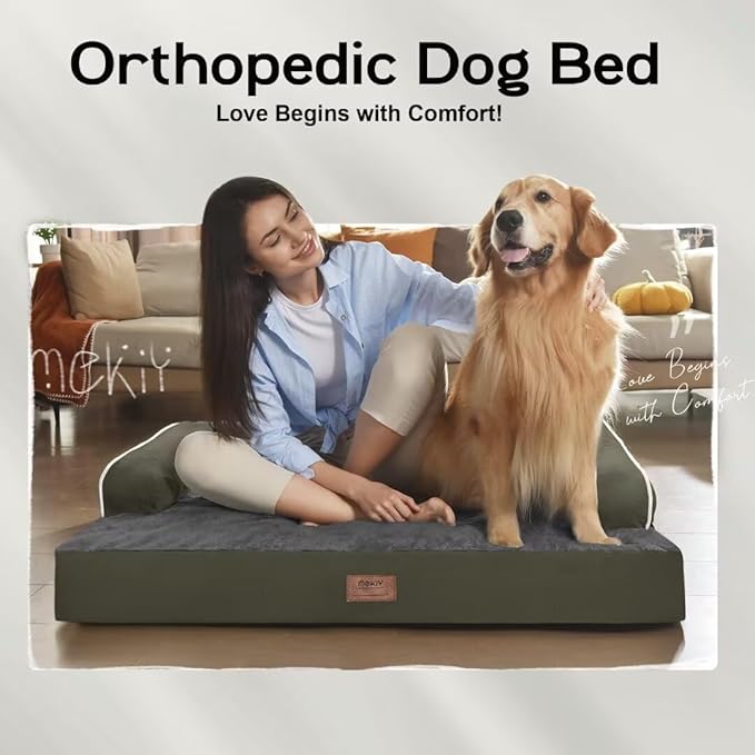 Large Dog Bed Orthopedic Washable: Orthopedic Dark Green Dog beds - Image 7