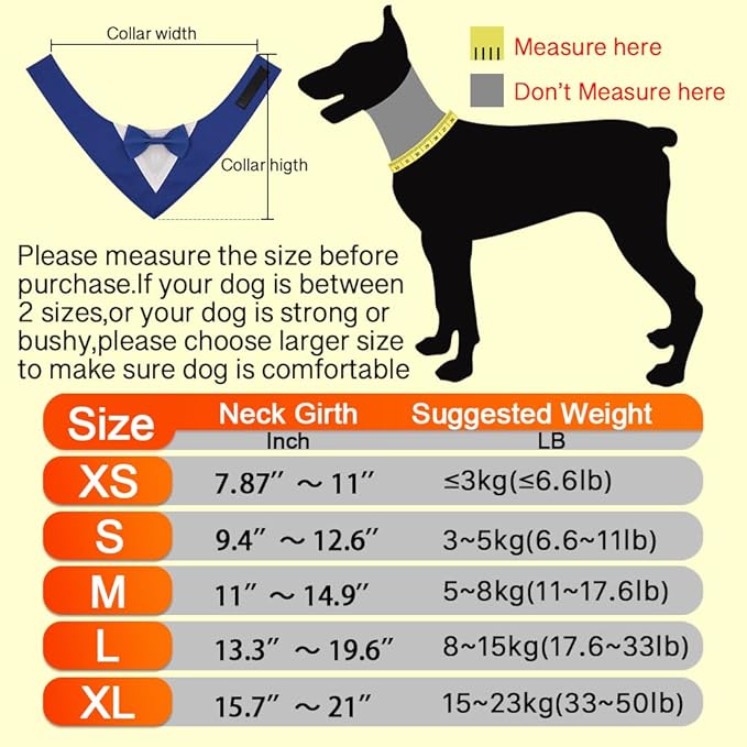 Dog Wedding Bandana, Formal Dog Tuxedo Adjustable Pet Collar - Image 2