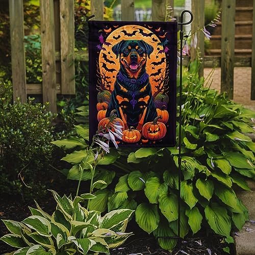 Caroline's Treasures DAC1529GF Rottweiler Witchy Halloween Garden Flag Mailbox Flag Decorative Yard Flag Banner Outside Patio Artwork Yard Flower Beds, Garden Size, Multicolor