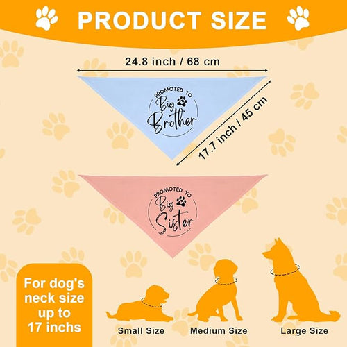 2 Pack Dog Bandana Pregnancy Announcement, Promoted to Big Brother and Sister - Image 2