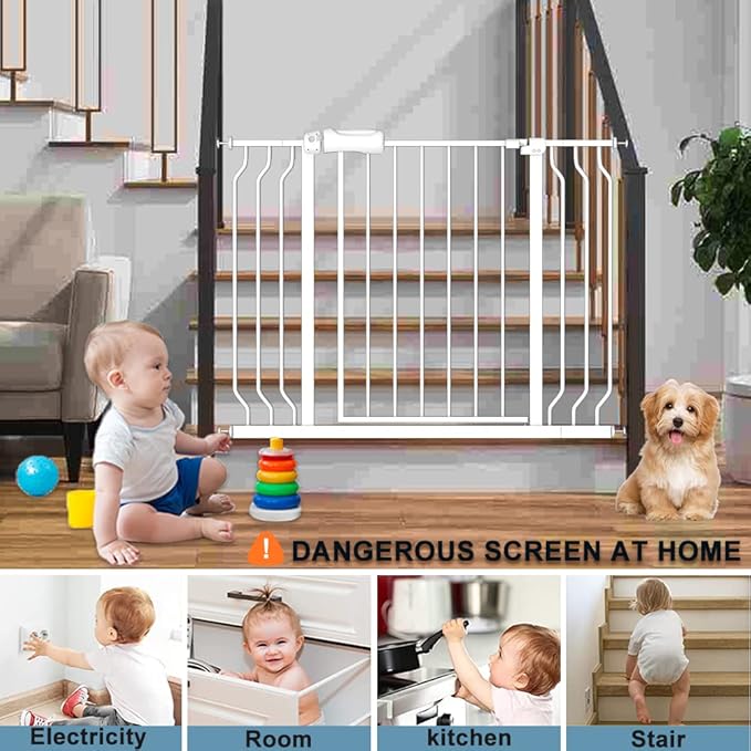 Safety Baby Gates for Doorway Stairs 43.5-48 Inch Extra Wide Child Gate for Kid - Image 8
