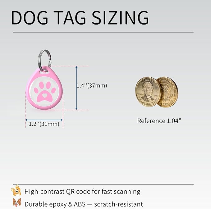 Smart QR Code ID Dog cat Tags for Collar Personalized for Pet Online Profile - Image 2