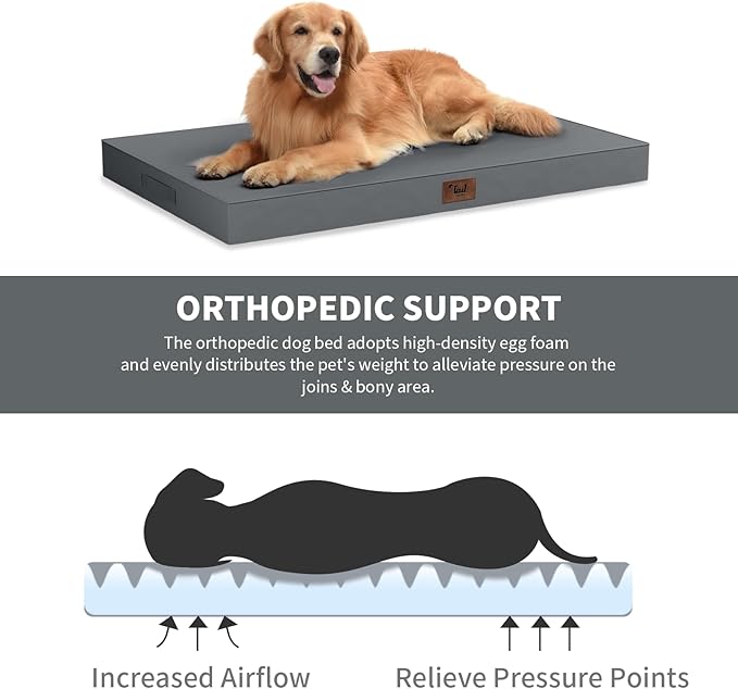 Outdoor Dog Bed for Small Dogs & Cats, Waterproof Dog Crate Mat Orthopedic Egg - Image 3