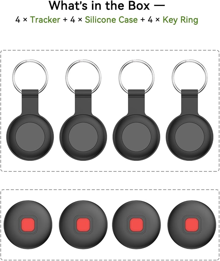 Air Tracker Tags for Android & iPhone, 4 Pack Anti-Lost Dog/Pet/Key Tracker Tags - Image 2