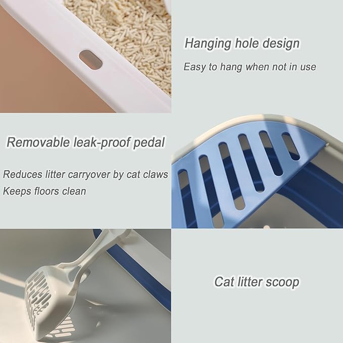 Senior Cat Litter Boxes, Collapsible Open Low Entry Cat Litter Pan - Image 5