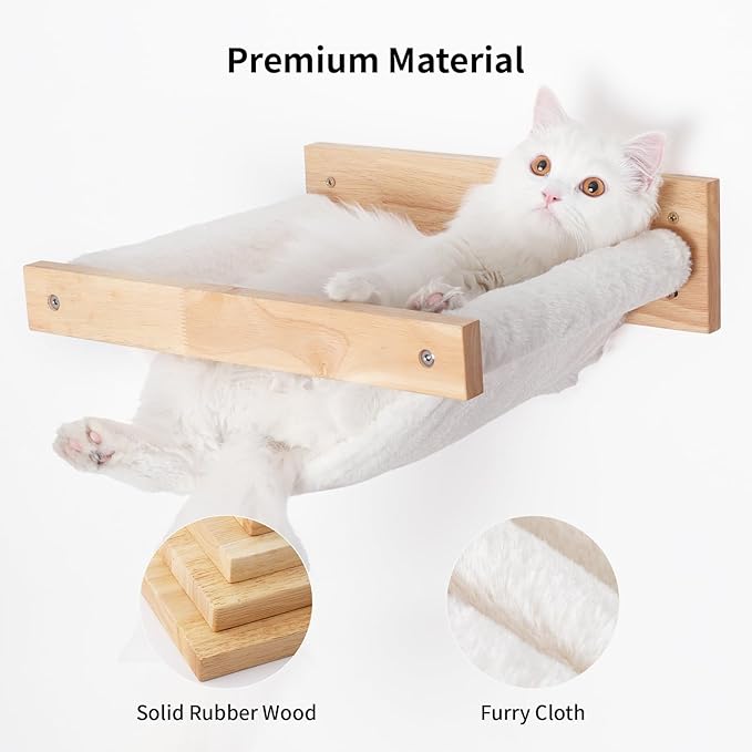 FUKUMARU Cat Hammock Wall Mounted, Kitty Beds and Perches, Wooden Cats Furniture - Image 3