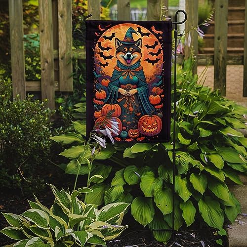 Caroline's Treasures DAC1468GF Akita Witchy Halloween Garden Flag Mailbox Flag Decorative Yard Flag Banner Outside Patio Artwork Yard Flower Beds, Garden Size, Multicolor