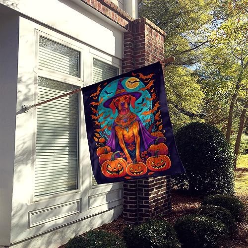 Caroline's Treasures DAC1539CHF Vizsla Witchy Halloween House Flag Large Porch Sleeve Pole Decorative Outside Yard Banner Artwork Wall Hanging, Polyester, House Size, Multicolor