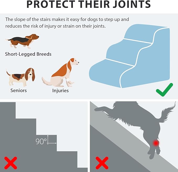 Dog Stairs for Couch Sofa and Chair, 3-Step Dog Steps for Small Dogs and Cats - Image 2