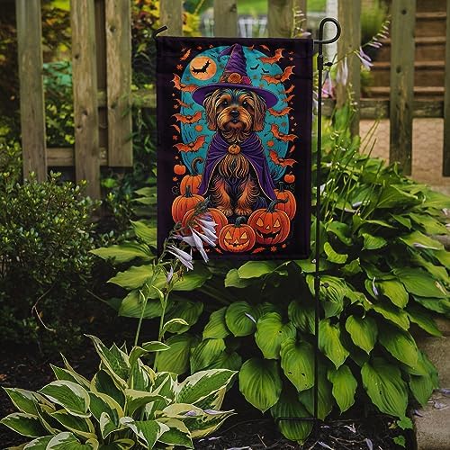 Caroline's Treasures DAC1536GF Silky Terrier Witchy Halloween Garden Flag Mailbox Flag Decorative Yard Flag Banner Outside Patio Artwork Yard Flower Beds, Garden Size, Multicolor