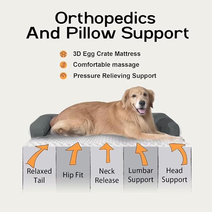 Large Dog Bed Orthopedic Washable: Dark Grey Dog Bed - Image 3