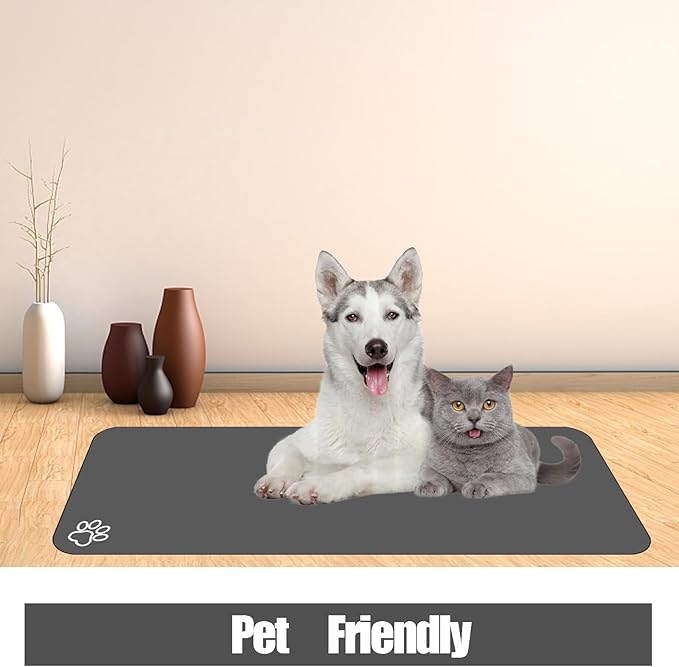 Large Pet Feeding Mat, Non Skid Cat Bowl Mat, No Stains Quick Dry - Image 4