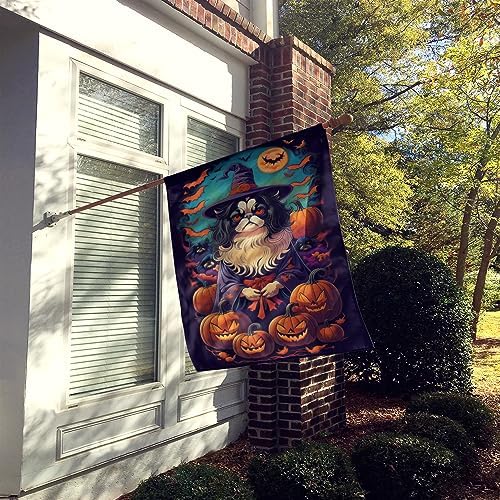 Caroline's Treasures DAC1514CHF Japanese Chin Witchy Halloween House Flag Large Porch Sleeve Pole Decorative Outside Yard Banner Artwork Wall Hanging, Polyester, House Size, Multicolor