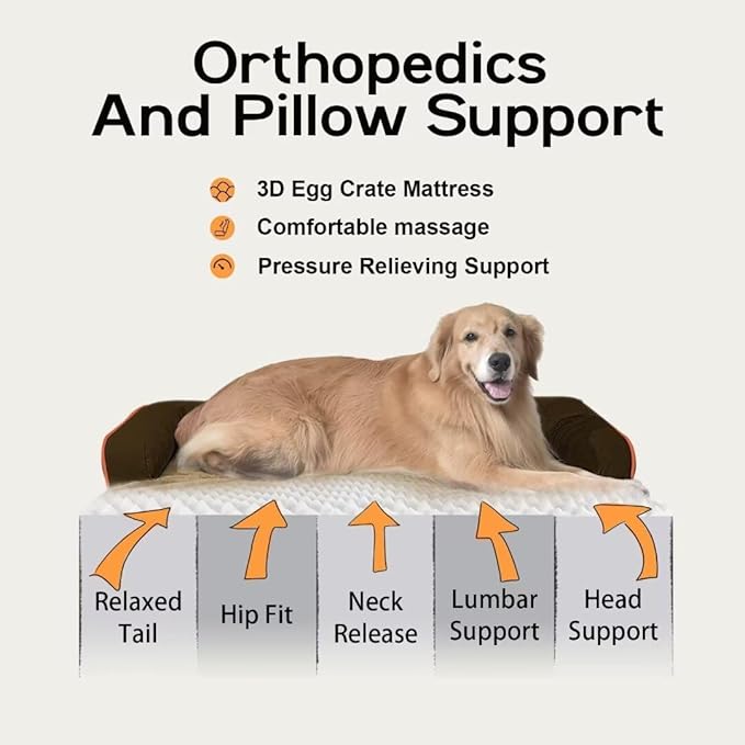Large Dog Bed Orthopedic Washable: Extra Brown Large Big Dog Bed - Image 2