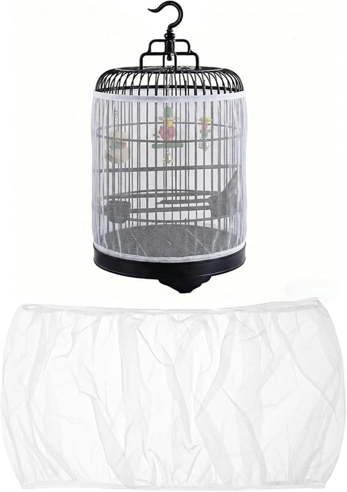 2 Pcs Bird Cage Seed Catcher, Adjustable Bird Cage Net Cover, Reusable Soft by SFIELCAPA