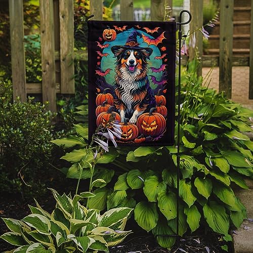 Caroline's Treasures DAC1471GF Australian Shepherd Witchy Halloween Garden Flag Mailbox Flag Decorative Yard Flag Banner Outside Patio Artwork Yard Flower Beds, Garden Size, Multicolor