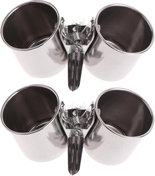 2 PCS Stainless Steel Bird Bowls by Unknown