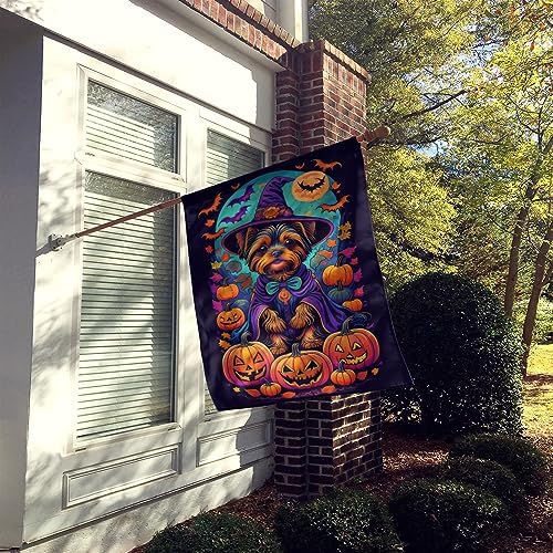 Caroline's Treasures DAC1544CHF Yorkie Witchy Halloween House Flag Large Porch Sleeve Pole Decorative Outside Yard Banner Artwork Wall Hanging, Polyester, House Size, Multicolor