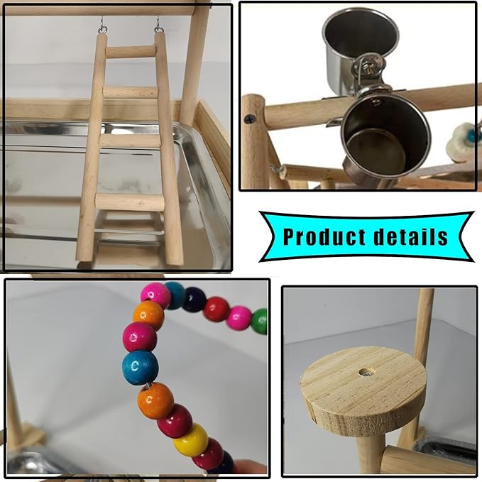 Parrots Playground, Bird Play Gym Wood Perch Stand Colours Revolving Climb - Image 3