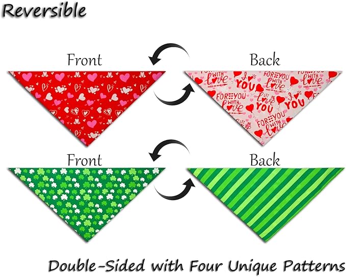 Valentine's & St. Patrick's Day Dog Bandana Set 2PCS-XLarge, Holiday Party - Image 3
