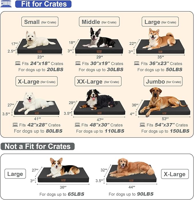 Outdoor Dog Bed for Small Dogs & Cats, Waterproof Dog Crate Mat Orthopedic Egg - Image 2