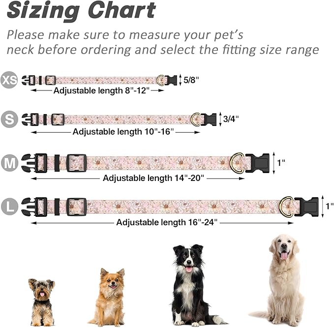 Reflective Dog Collar for Extra Small Dogs, Cute Flower Theme Adjustable - Image 7